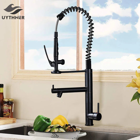 DecorBites™ Black Bronze Kitchen Mixer Faucet with 360 Rotation - Single Handle Sink Tap