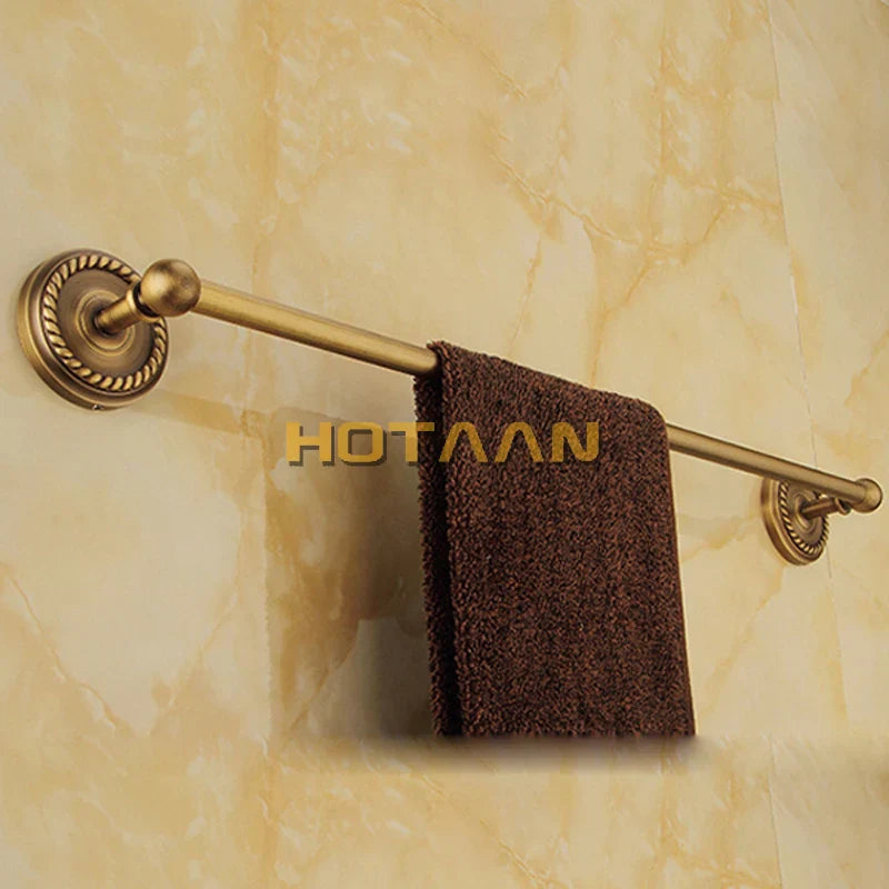 DecorBites™ Brass Bathroom Accessories Set, Robe Hook, Paper Holder, Towel Bar, Antique Finish