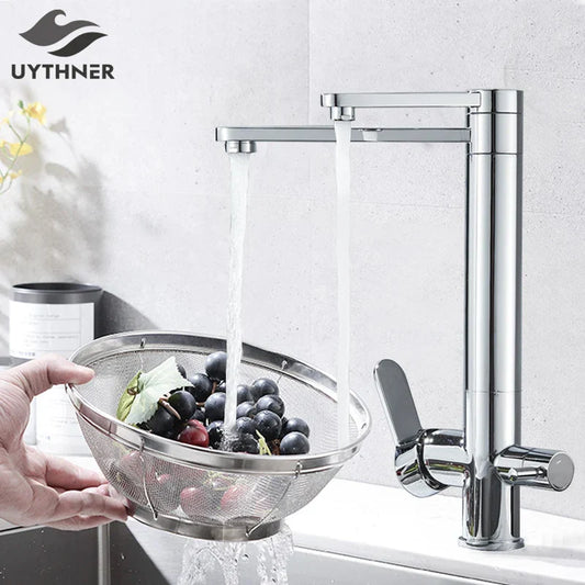 DecorBites™ Dual Handle Waterfilter Kitchen Faucet with 360° Rotation and Water Purification