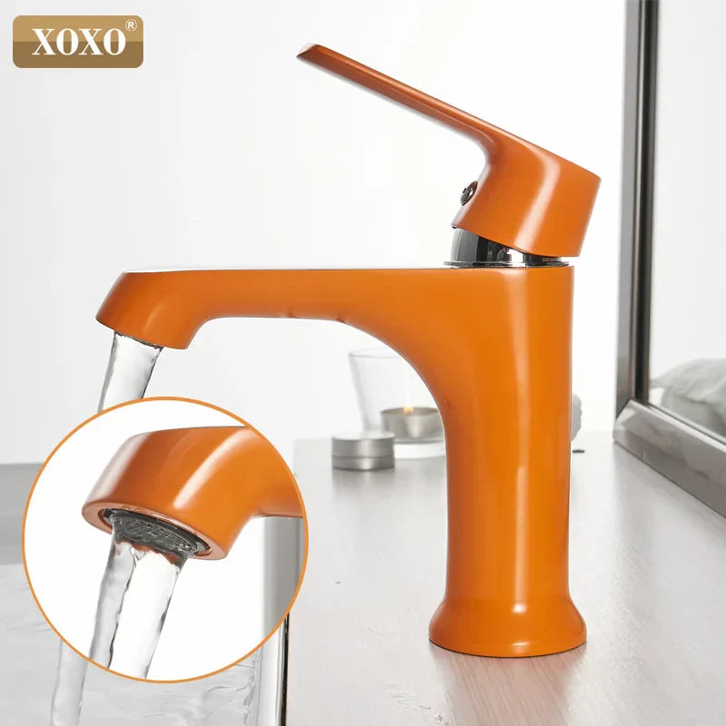 DecorBites™ Bronze Green Fashion Basin Faucet, Single Hole Bathroom Mixer, Hot and Cold Water