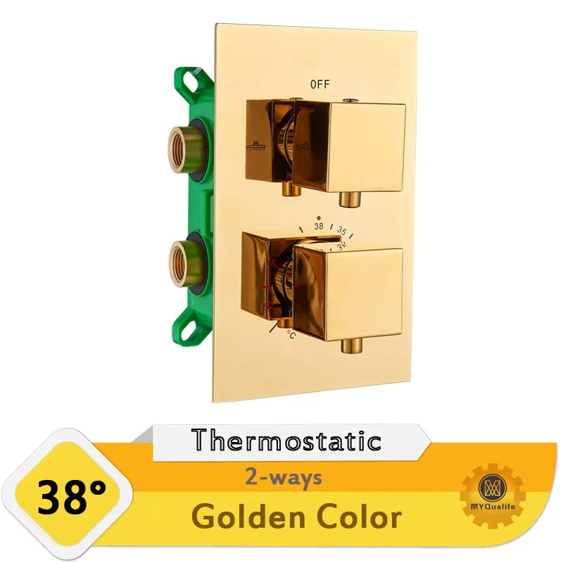 DecorBites™ Dual Handle Thermostatic Shower Mixer Valve - Chrome Finish