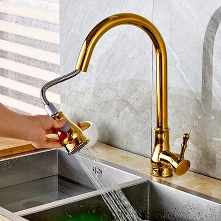 DecorBites™ Brushed Nickel Pull Out Kitchen Faucet Single Lever Sprayer