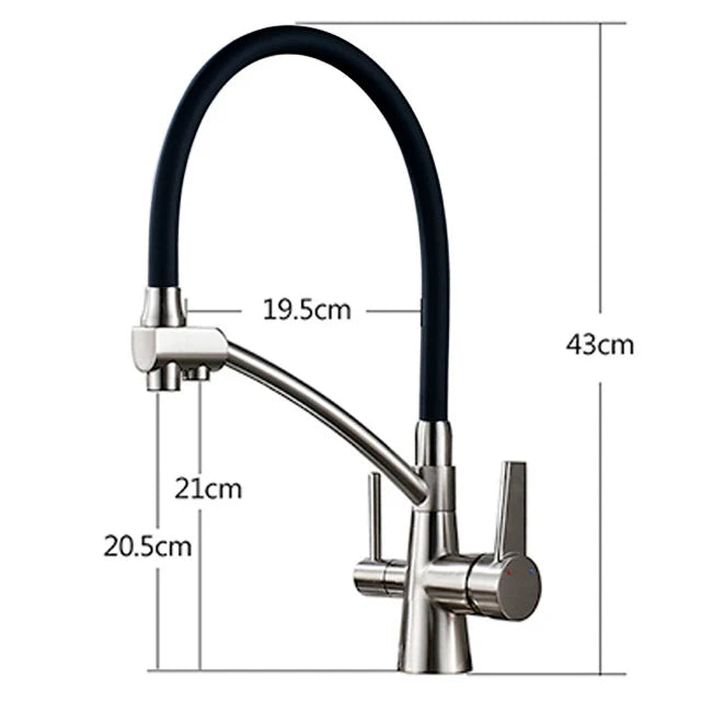 DecorBites™ Dual Spout Dual Handles Kitchen Faucet with Hot and Cold Mixer for Pure Water