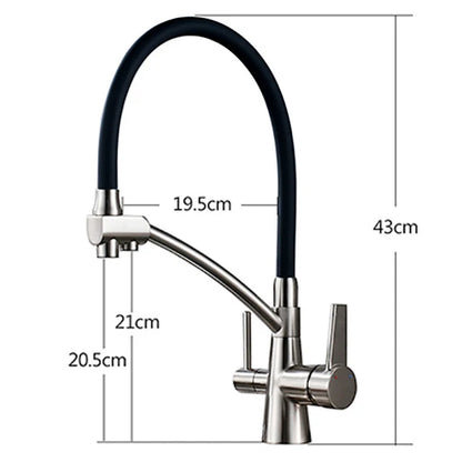 DecorBites™ Dual Spout Dual Handles Kitchen Faucet with Hot and Cold Mixer for Pure Water