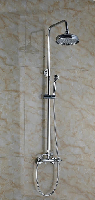 DecorBites™ Brass Shower Mixer Faucet Set with Handshower and 8" Rainfall Head