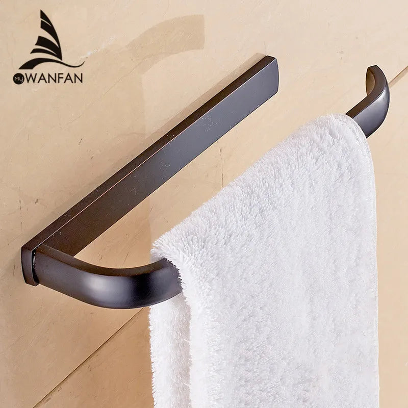 DecorBites™ Brass Bathroom Accessories Set: Towel Rings, Toilet Paper Holder, Towel Rail, Shelf