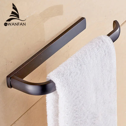 DecorBites™ Brass Bathroom Accessories Set: Towel Rings, Toilet Paper Holder, Towel Rail, Shelf