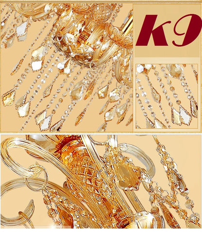 DecorBites™ Large Stair Crystal Chandelier 15 Arms Gold/Silver K9 Crystal Luxury Light