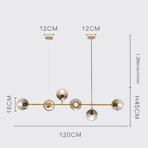 ديكوربايتس™ مصابيح معلقة على شكل كرة زجاجية وقضيب معدني