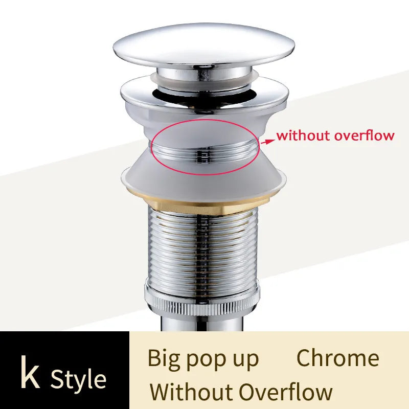 DecorBites™ Brass Bathroom Sink Pop Up Drain for Lavatory Basin - HJ-0618F