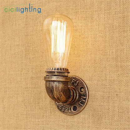 DecorBites™ Steampunk Loft Pipe Wall Lamp Black Brown Bronze Silver Industrial Lighting