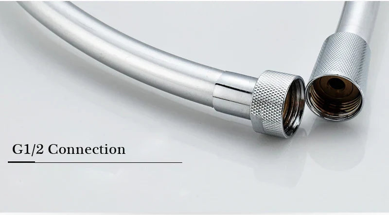 DecorBites™ High Pressure PVC Shower Hose with Handheld Head - Silver & Golden Smooth Design