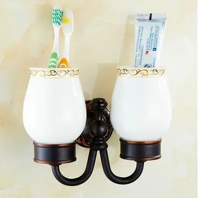 DecorBites™ Carved Flowers Blackened Copper Bathroom Accessories Set