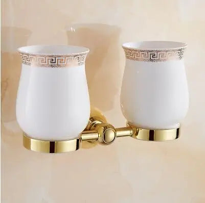 DecorBites™ Brass & Jade Gold Bathroom Accessories Set: Paper Holder, Towel Bar, Soap Basket