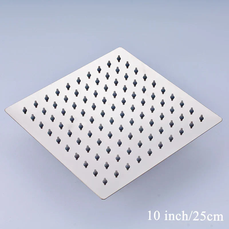DecorBites™ 12-Inch Stainless Steel Square Rainfall Shower Head - Chrome Luxury Bathroom Fixture