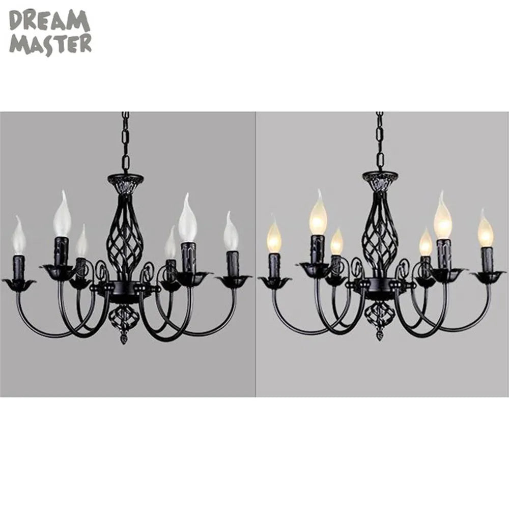 black Chandeliers lamp lustres Modern dining Living Room hotel Indoor light Decoration wrought iron chandeliers lighting