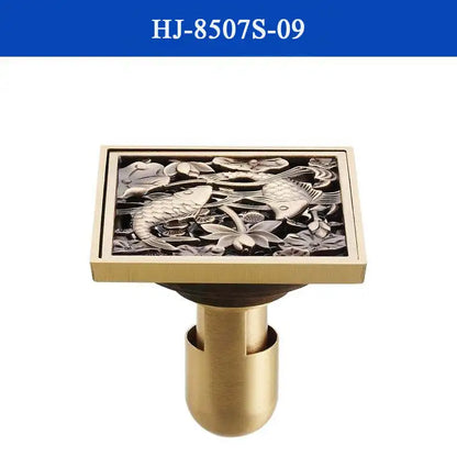 غطاء تصريف دش من النحاس العتيق من DecorBites™، مصفاة حمام منحوتة بتصميم فني أوروبي