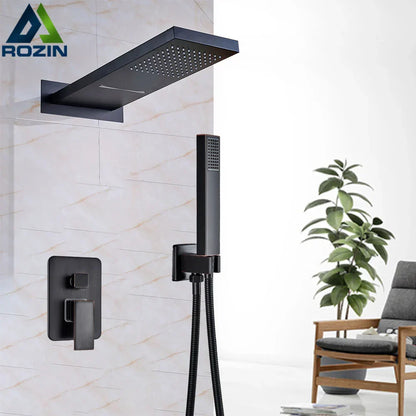 DecorBites™ Golden Chrome Rain Shower Faucet Set with 3-Way Mixer Valve