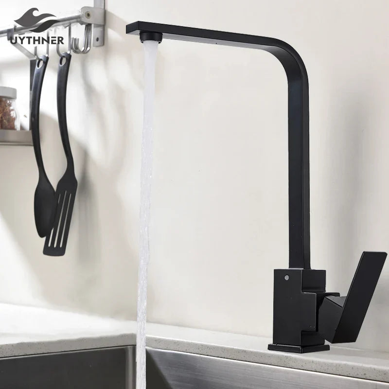 DecorBites™ Kitchen Faucet: Brushed Gold/Nickle/Black Hot Cold Mixer Crane Water Tap