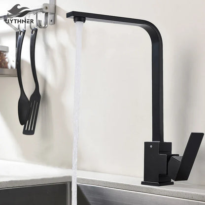 DecorBites™ Kitchen Faucet: Brushed Gold/Nickle/Black Hot Cold Mixer Crane Water Tap