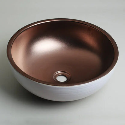 DecorBites™ Hand Painted Ceramic Vessel Sink Set with Golden Teapot Spout Faucet