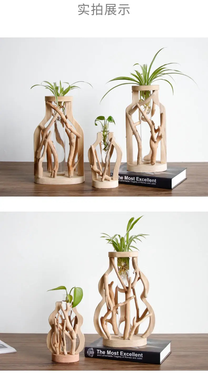 Handcrafted Wooden Vase for Creative Home Decor