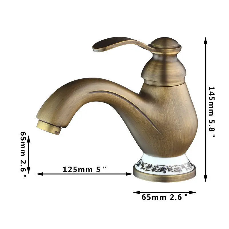 Grifo mezclador giratorio para baño DecorBites™ de latón antiguo con un solo mando