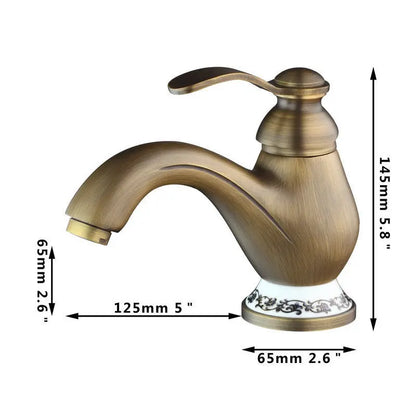 Grifo mezclador giratorio para baño DecorBites™ de latón antiguo con un solo mando