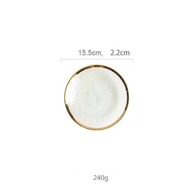 DecorBites™ Hammer Grain Gold Glass Salad Bowl - Round Ceramic Fruit Bowl