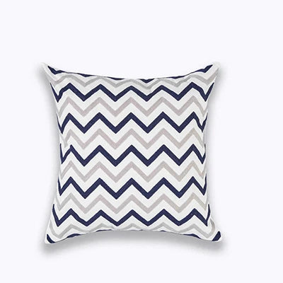 DecorBites™ Blue Zigzag Geometric Embroidered Cushion Cover 45x45cm