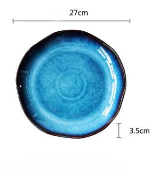 DecorBites™ Deep Blue Ceramic Dessert Plate - Round Solid Dish