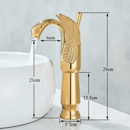 DecorBites™ Golden Swan Bathroom Mixer Faucet - Deck Mount Basin Tap with One Handle