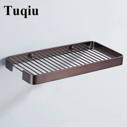 DecorBites™ Brass Square Bathroom Shower Rack Wall Mounted Corner Shelf