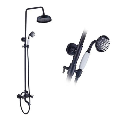 DecorBites™ Black Brass Bath Shower Faucet Set with Handshower and Tub Spout
