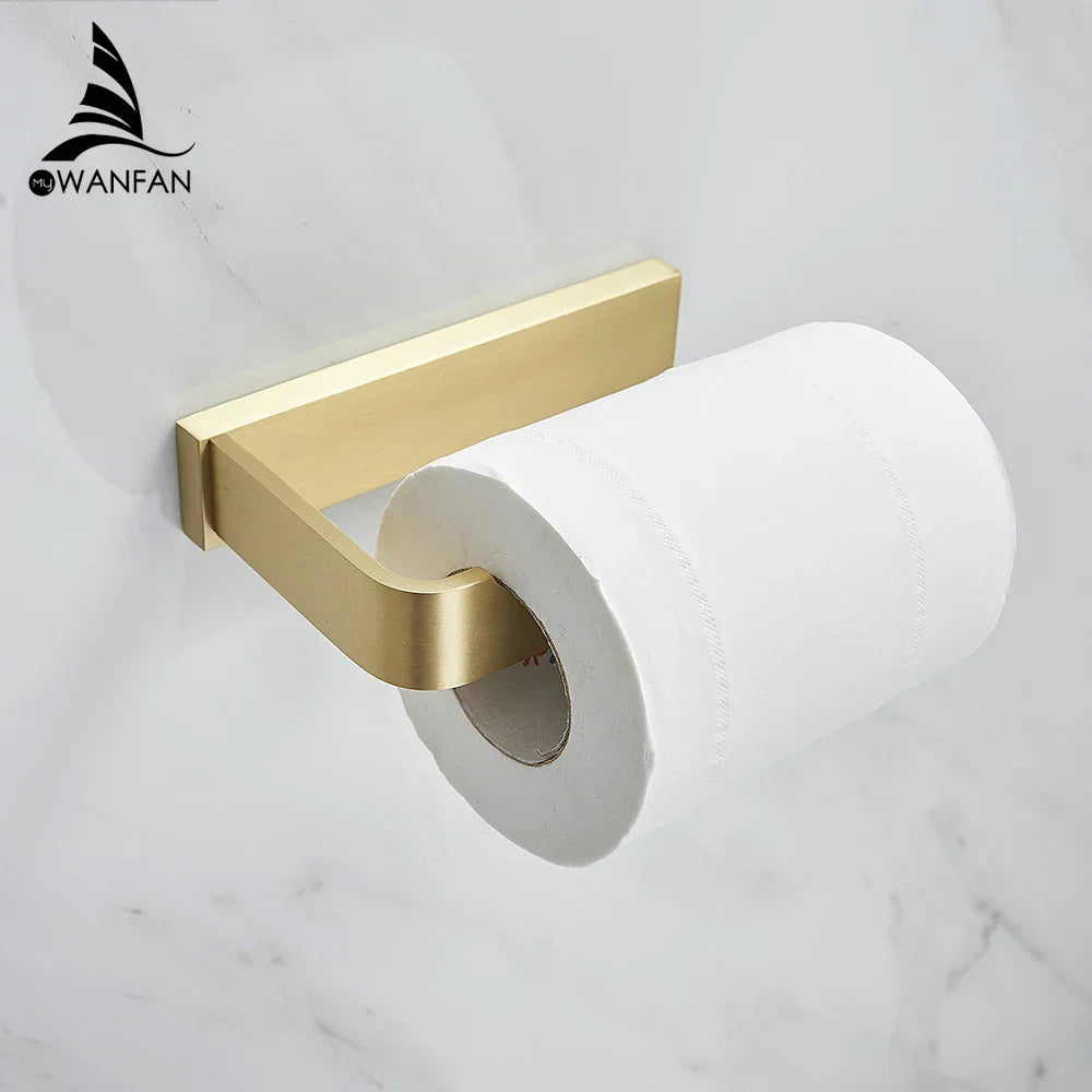 DecorBites™ Gold Bath Hardware Set: Towel Ring, Toilet Brush Holder - WF-552200