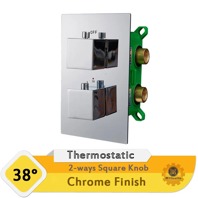 DecorBites™ Dual Handle Thermostatic Shower Mixer Valve - Chrome Finish