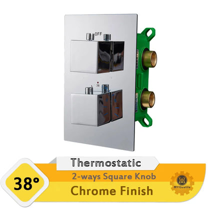 DecorBites™ Dual Handle Thermostatic Shower Mixer Valve - Chrome Finish