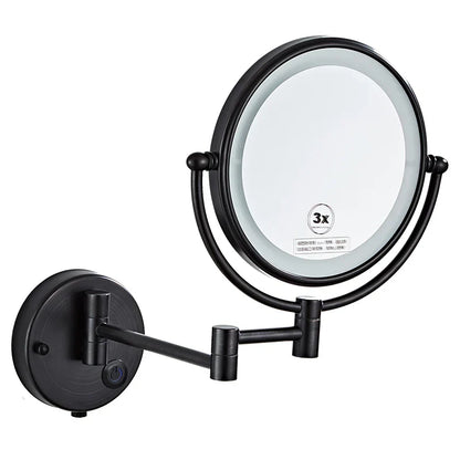 DecorBites™ LED Wall Mounted Makeup Mirror 8" Folding Cosmetic Mirror