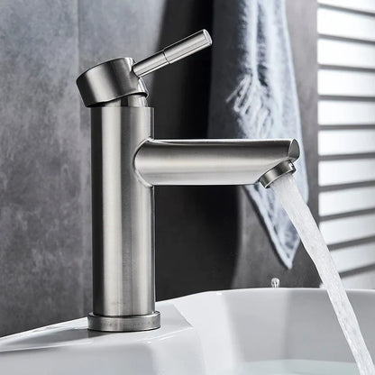 DecorBites™ Brushed Gold Solid Brass Bathroom Faucet Single Handle Deck Mounted Tap