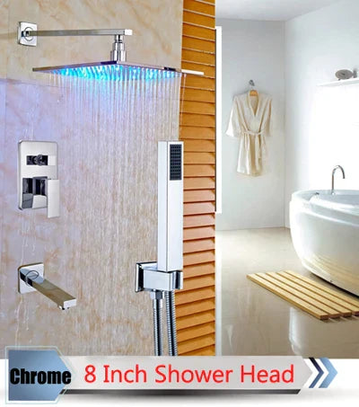 DecorBites™ LED Rainfall Shower Set with Handheld Spray and Tub Spout