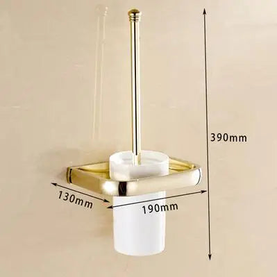 DecorBites™ Gold Bathroom Accessories Set: Towel Shelf, Towel Bar, Paper Holder, Cloth Hook