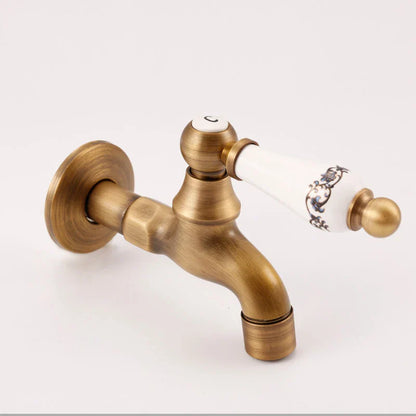 DecorBites™ Brass Antique Bibcock Faucet for Garden and Laundry, Cold Water Tap
