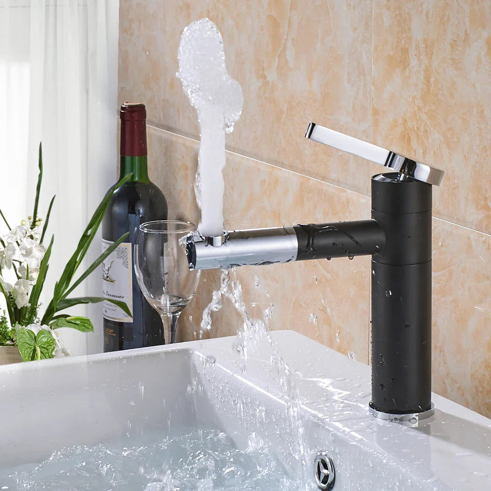 DecorBites™ Brass Bathroom Faucet Vessel Sink Mixer - Swivel Spout Deck Mounted Vanity Tap - White/Black Color