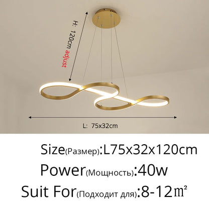 DecorBites™ Gold LED Pendant Light Kitchen Dinning Room Music Lamp Shade, Lustres Luminaire Fixtures