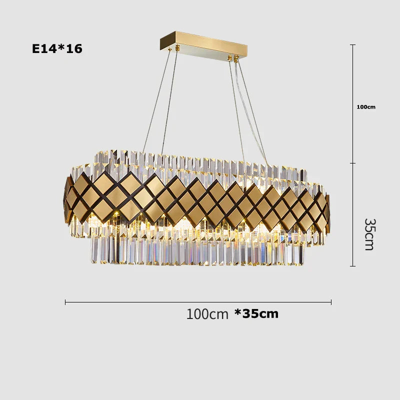 Chandelier de estilo Art Deco de cristal transparente con LED Gold™ Decorbites para el vestíbulo