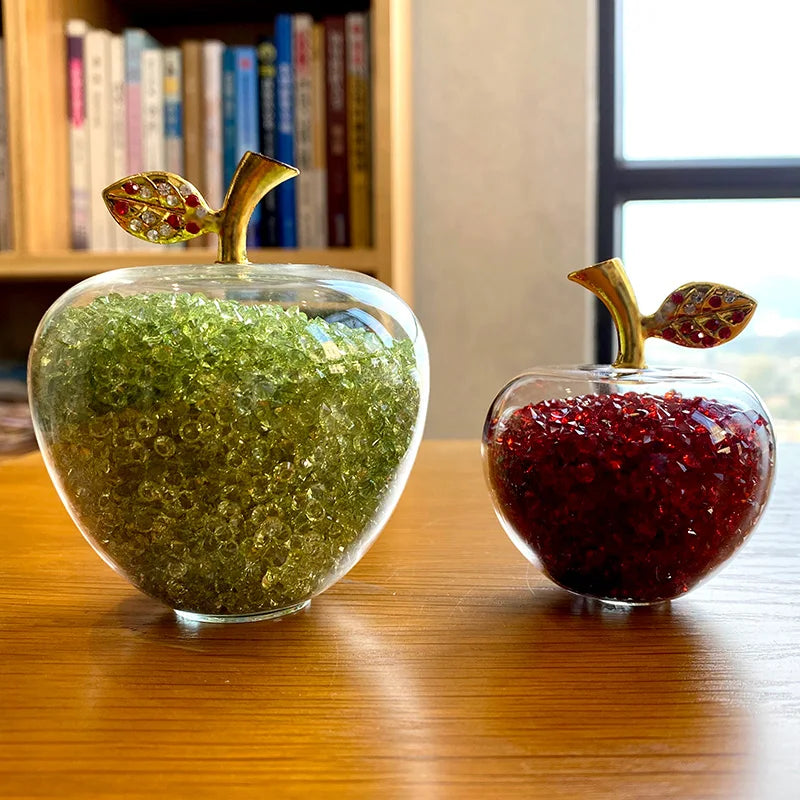 DecorBites™ Glaze Crystal Apple Paperweight Figurine Collection for Home Office Decor