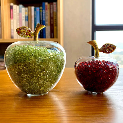 DecorBites™ Glaze Crystal Apple Paperweight Figurine Collection for Home Office Decor
