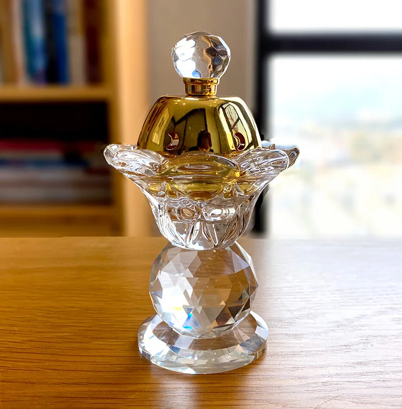 DecorBites™ Dual-Purpose Crystal Candle Holder & Metal Incense Burner for Wedding Table Centerpieces