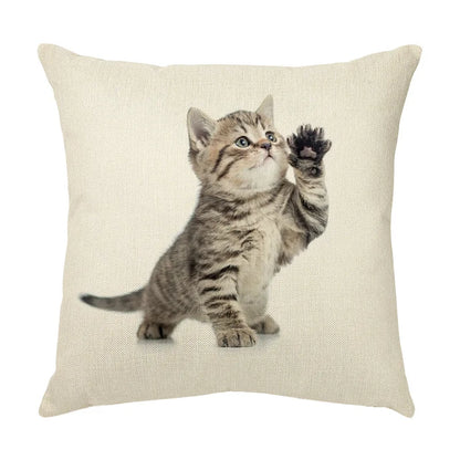 DecorBites™ Cute Cat Face Decorative Cushion Cover Soft Linen Pillow for Home Sofa