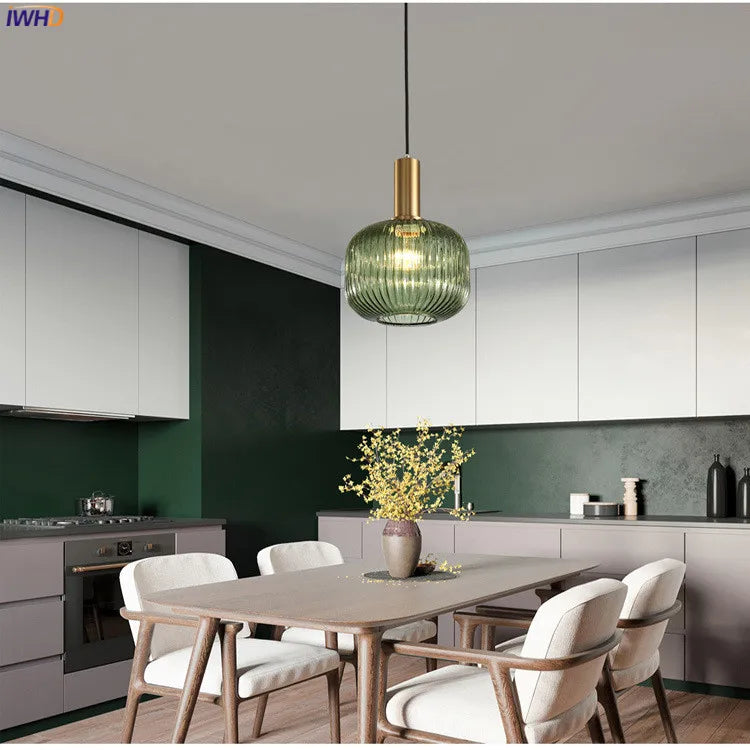 Lámparas colgantes de cristal DecorBites™: Lámpara colgante LED de estilo nórdico moderno para dormitorio, sala de estar y comedor.